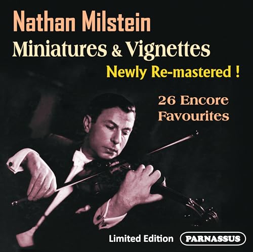 CD cover: Nathan Milstein playing violin, dark background, text details.