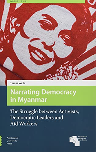 Book cover: “Narrating Democracy in Myanmar” with a portrait of a smiling woman.
