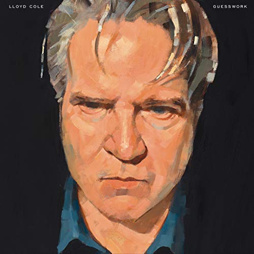 Oil painting portrait of Lloyd Cole against a solid black background.