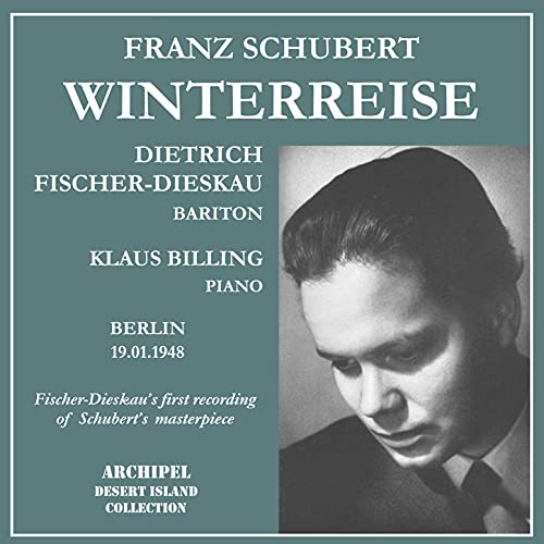 CD cover of "Winterreise" featuring Dietrich Fischer-Dieskau in portrait.