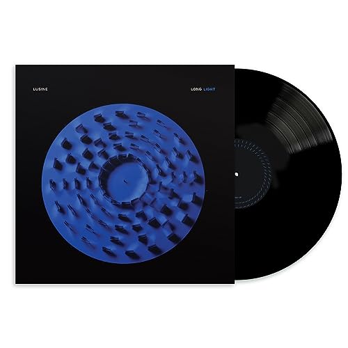 Lusine's "Long Light" vinyl record with abstract blue spiral album art.