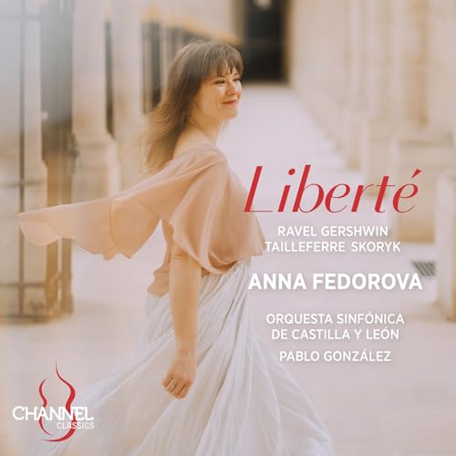 CD cover featuring pianist Anna Fedorova in a flowing dress.