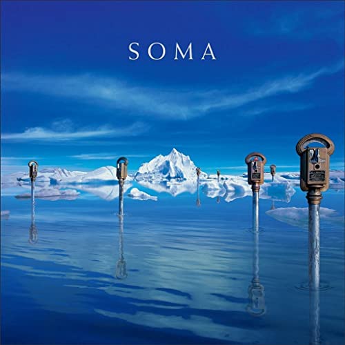 Album cover: blue landscape with parking meters and a mountain.