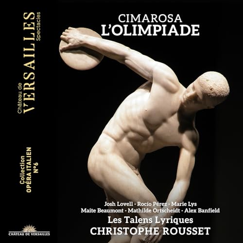 CD cover: statue of discus thrower, text “Cimarosa L’Olimpiade”, and artist names.