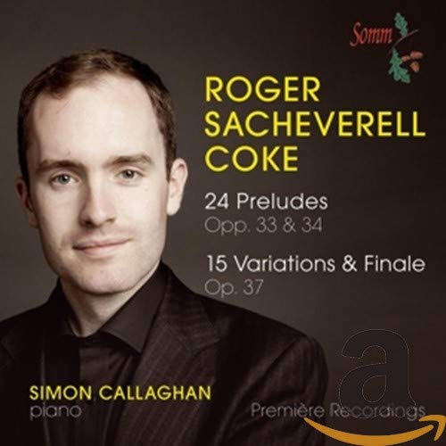 CD cover featuring pianist Simon Callaghan and composer Roger Sacheverell Coke.