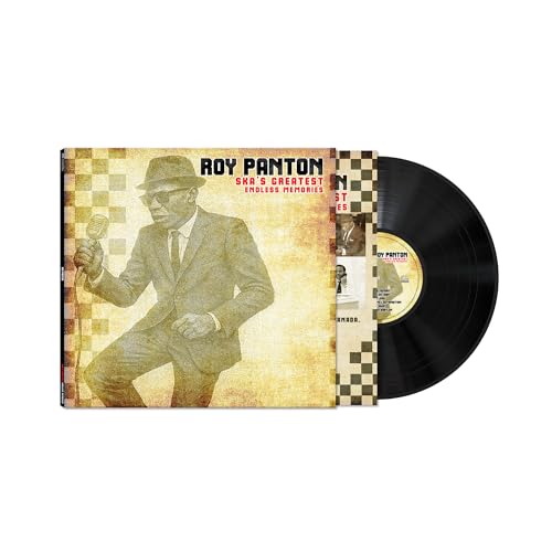 Roy Panton album cover and vinyl record with checkerboard design.