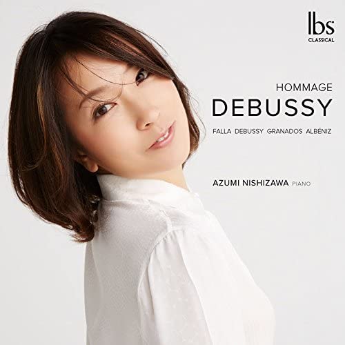 CD cover featuring pianist Azumi Nishizawa and text “Hommage Debussy”.