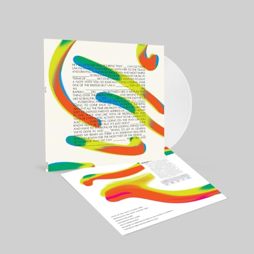 Vinyl record jacket with colorful, swirling abstract design and white text.
