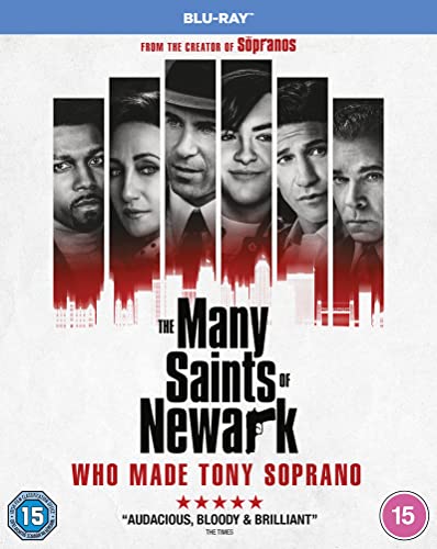 Blu-ray cover for "The Many Saints of Newark" featuring a cast portrait.