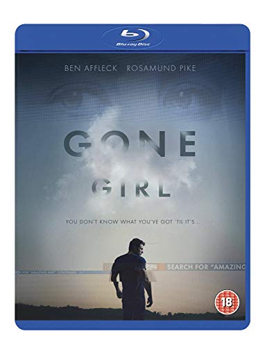 Gone Girl" Blu-ray case with a cloudy image and a lone figure.