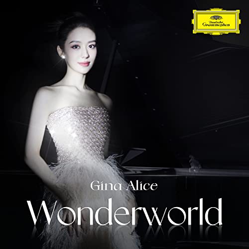 Alice Gina portrait in a silver gown, with "Wonderworld" album title.