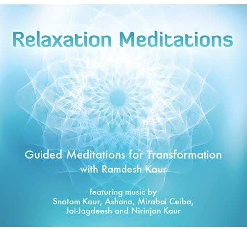 CD cover for “Relaxation Meditations” with a blue, floral-like design.