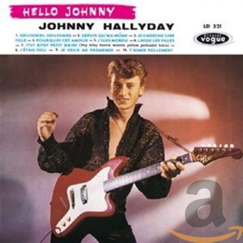 Johnny Hallyday album cover: young man with guitar, vintage style.