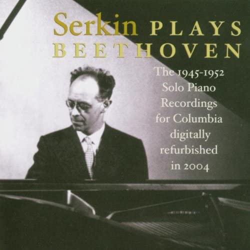 Rudolf Serkin at a piano, album cover for Beethoven recordings.