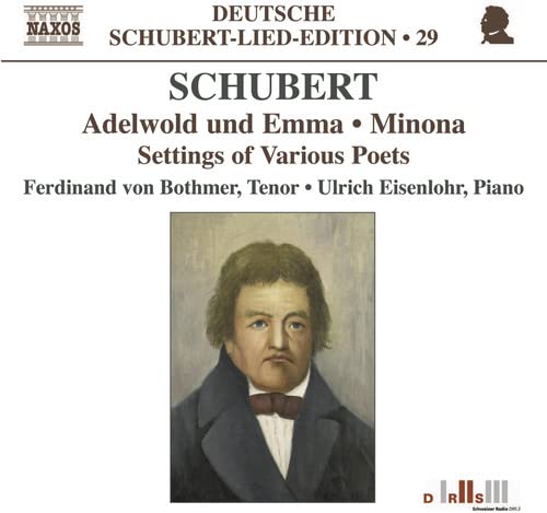 CD cover featuring a portrait of Franz Schubert and text details.