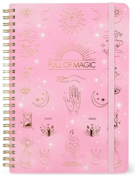Legami - Large Spiral Weekly Calendar, 12 Months, from January 2024 to December 2024, Folding Planner 2024/2025, Elastic Closure, Final Pocket, Address Book, 15x21 cm, Magic Theme