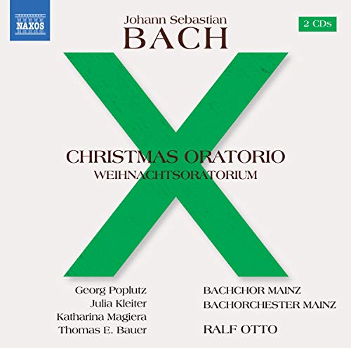 CD cover for Bach’s Christmas Oratorio, featuring a green “X” design.