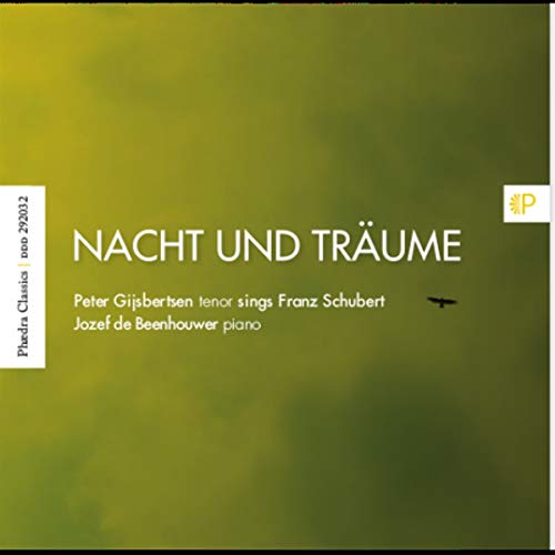 CD cover for Schubert's "Nacht Und Träume" featuring green gradient background.