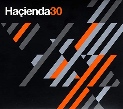 Hacienda 30 CD cover: black background with orange and gray angled lines.