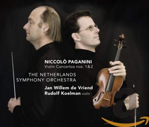 CD cover featuring two men and a violin, with text “Paganini”.