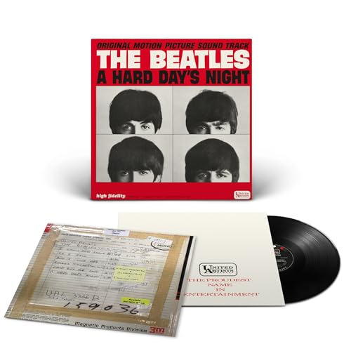 The Beatles’ “A Hard Day’s Night” vinyl record, album cover, and inner sleeve.