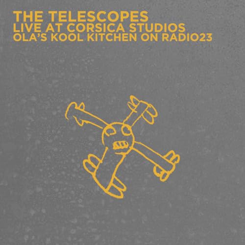 Album cover for Telescopes’ “Live At Corsica Studios” with abstract art.