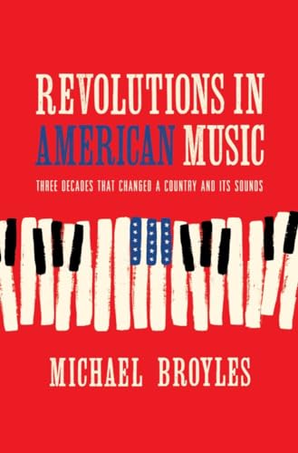 Book cover with red background, white text, and piano keys featuring American flag pattern.