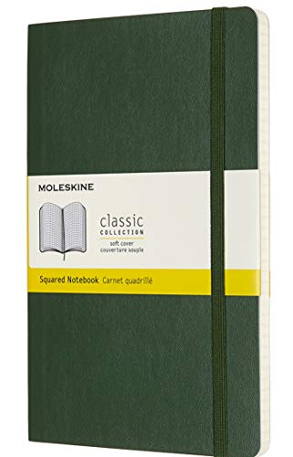 Moleskine Classic Squared Paper Notebook - Soft Cover And Elastic Closure Journal - Color Myrtle Green - Large 13 X 21 A5 - 192 Pages