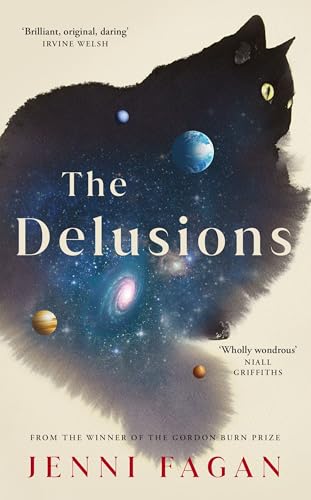 Book cover: black cat silhouette filled with galaxies and planets.