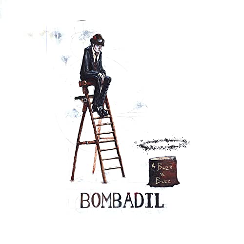 CD cover: man in suit sits on ladder, sketched style.
