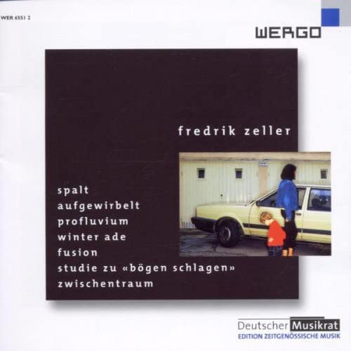 CD cover with a black background and a photograph of people near a car.