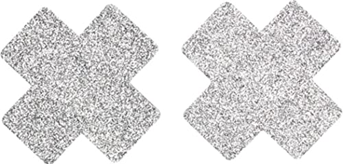 Fever Small Glitter Cross Nipple Pasties, Silver