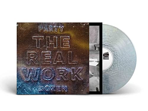 Silver vinyl record and album cover for The Real Work by Party Dozen.