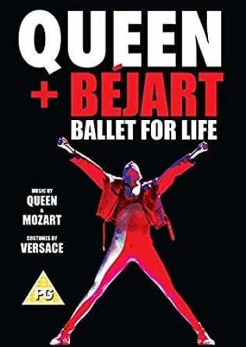DVD cover: Dancer in red pose, “Queen + Bejart Ballet For Life.”