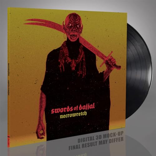 Yellow vinyl record cover featuring a menacing figure with a large scimitar.