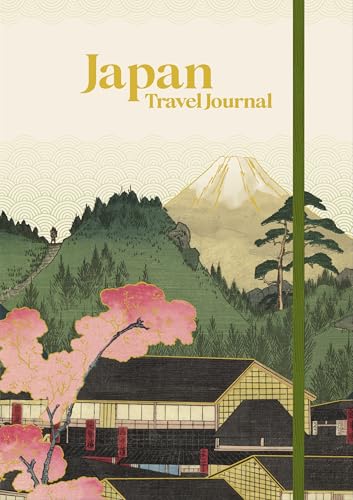 Japan travel journal cover with Mount Fuji and cherry blossoms illustration.