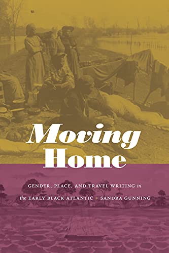 Book cover showing historical figures in a landscape with title Moving Home by Sandra Gunning.