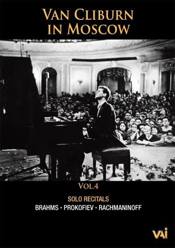 Van Cliburn at a piano in Moscow, DVD cover for Volume 4.