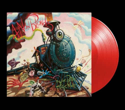 Album cover for 4 Non Blondes with a red vinyl record beside it.