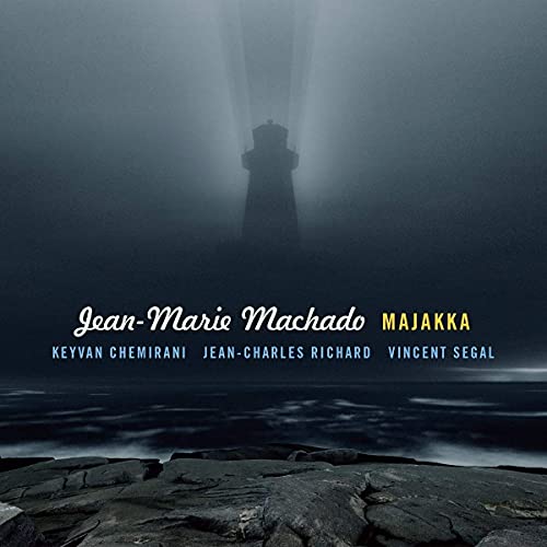CD cover for Jean-Marie Machado’s “Majakka” featuring a dark lighthouse.