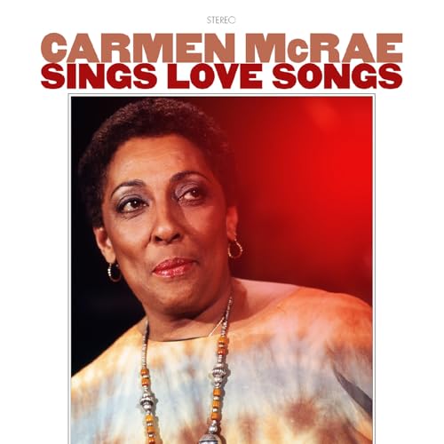 Carmen McRae album cover, portrait of the singer with beaded necklace.