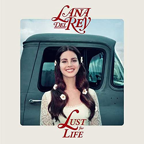 Lana Del Rey album cover, featuring her portrait and a vintage car.