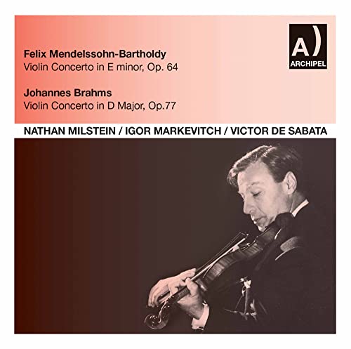 CD cover featuring violinist Nathan Milstein in performance, with text details.