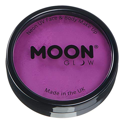 Pro Intense Neon UV Face & Body Paint Cake Pots by Moon Glow - Intense Purple - Professional Water Based Face Paint Makeup for Adults, Kids - 36g