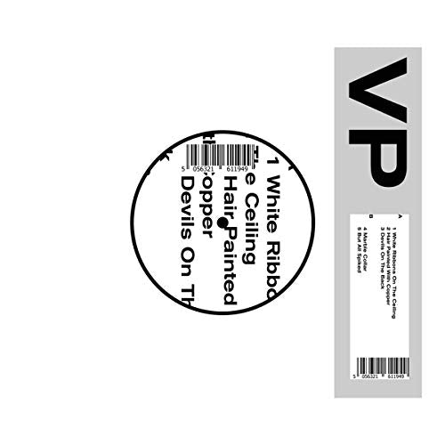 Vinyl record with black and white text, barcode, and "VP" logo.
