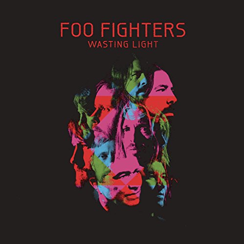 Album cover featuring overlapping, colorful halftone portraits of the Foo Fighters on black background.