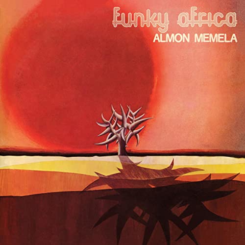 Album cover for "Funky Africa" by Almon Memela, featuring a red sun and tree.