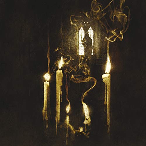 Dark album cover with burning candles and a distant, gothic window.