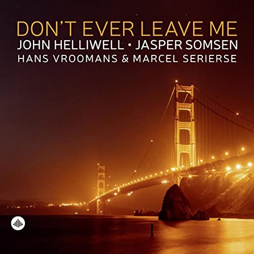Golden Gate Bridge at dusk with album title and artist names.