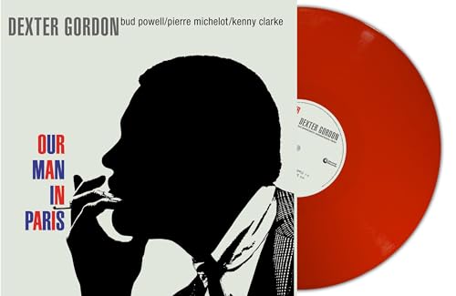 Red vinyl record with album cover featuring a silhouetted jazz musician.